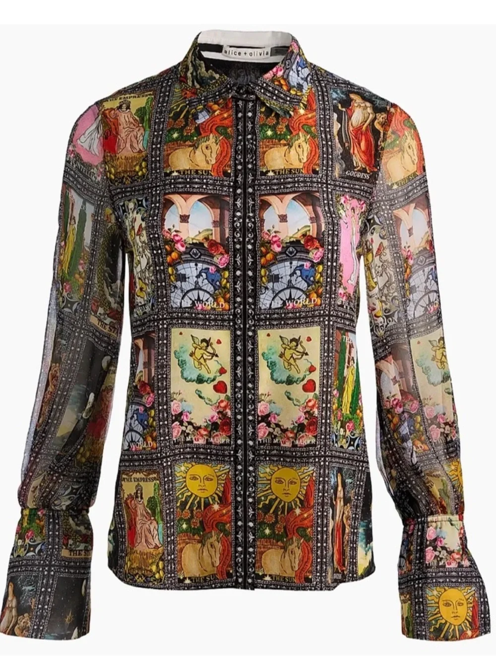 Alice + Olivia Wan Silk Blouse in Enchanted Tarot - Picture 1 of 14